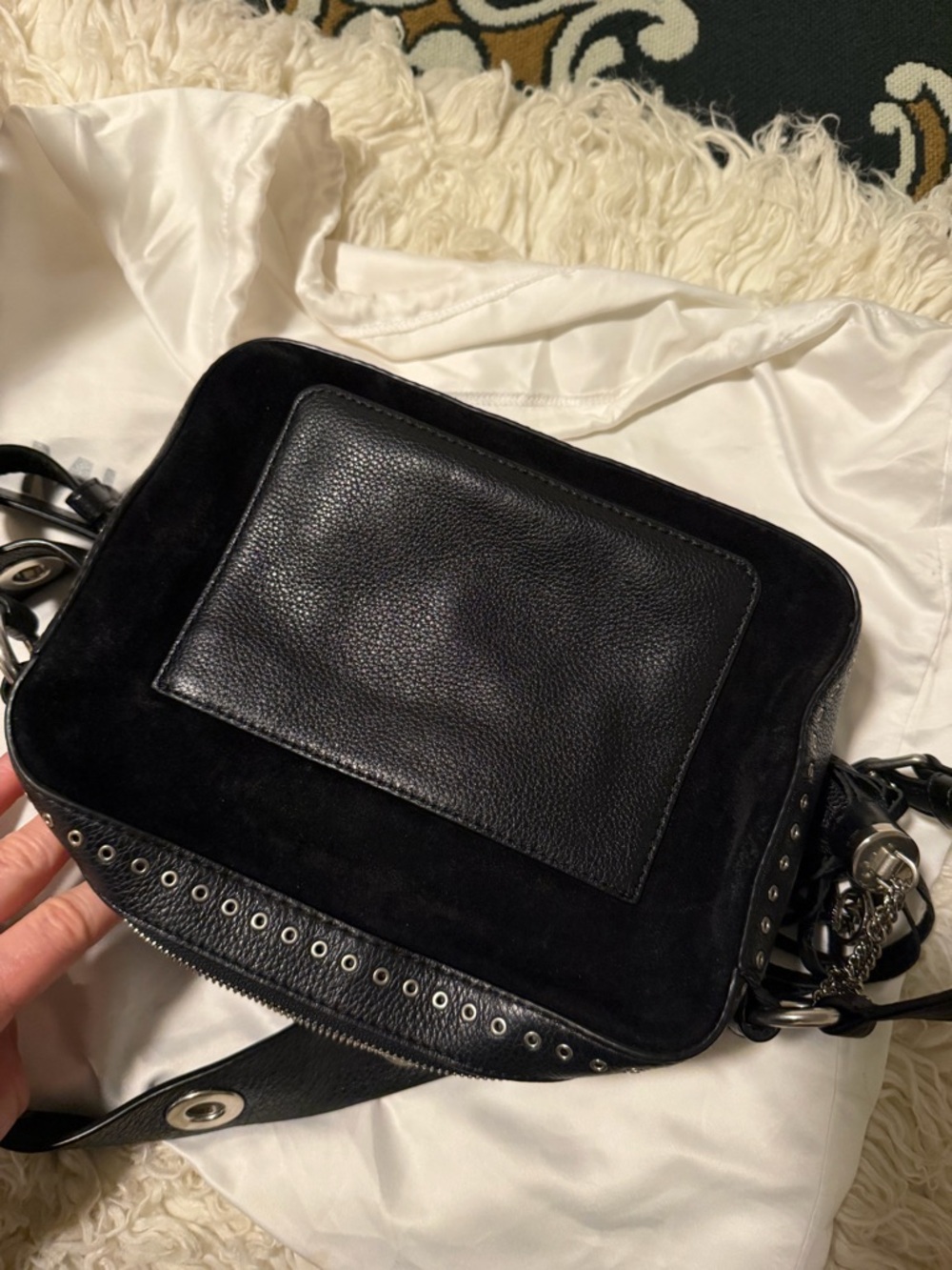 Michael Kors Black Suede and Leather Crossbody - Picture 5 of 7
